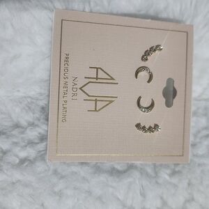 Nadri Gold and Silver Crescent Earrings
